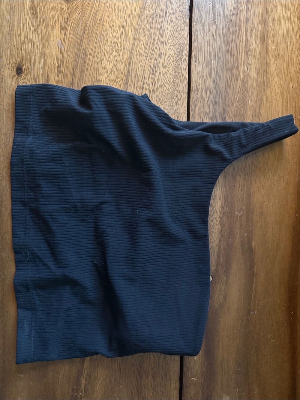 lululemon athletica Black Ribbed Asymmetric Crop Top